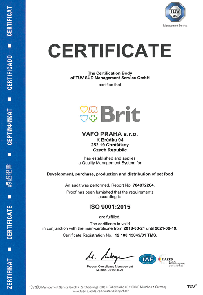 Vafo certificate Vafo certificate