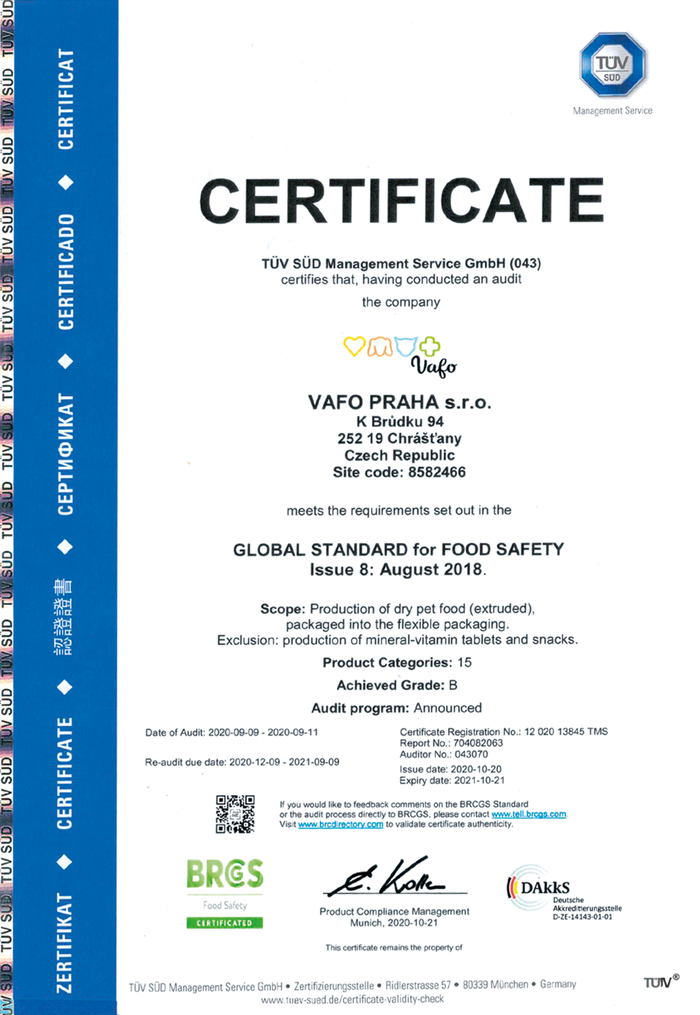 Vafo certificate Vafo certificate